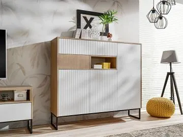 Komoda ZOE 150 3D2S jodełka scandi/biały mat