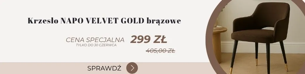 Krzesło NAPO VELVET GOLD brązowe w promocyjnej cenie